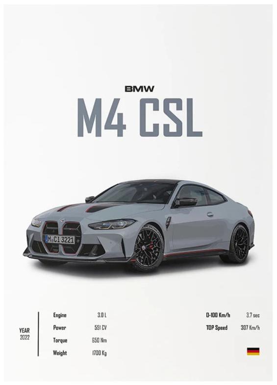 BMW M4 CSL Wandposter